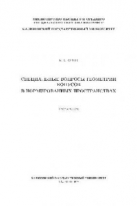 Книга Специальные вопросы геометрии конусов в нормированных пространствах